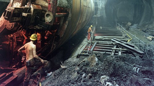 These operatives were working on the Channel Tunnel, c.1986.
